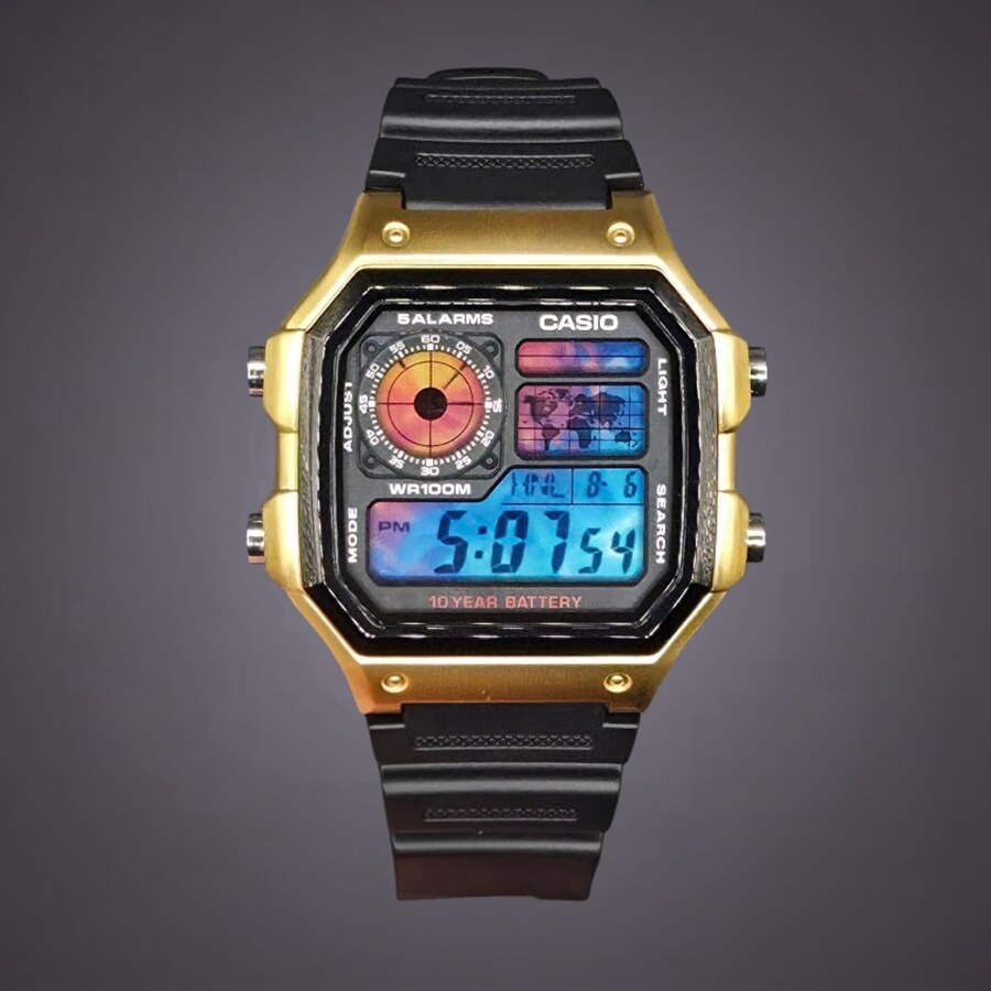 Gold Steel Ice and Fire Casio AE-1200 Mod