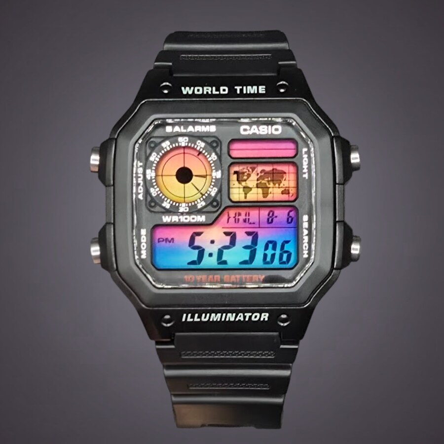 Retro Beach Sunset Casio AE-1200 Mod